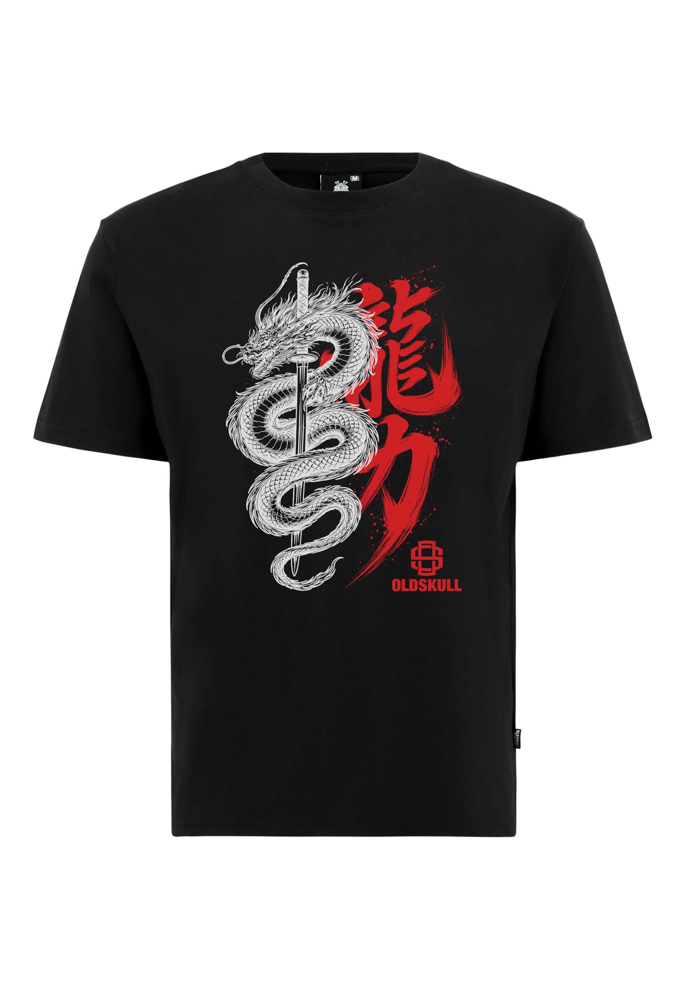 Oldskull Shirt 'Asian Dragon Kanji Graphic' in Black: front