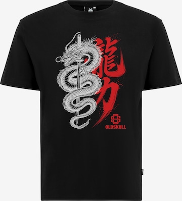 Oldskull Shirt 'Asian Dragon Kanji Graphic' in Black: front