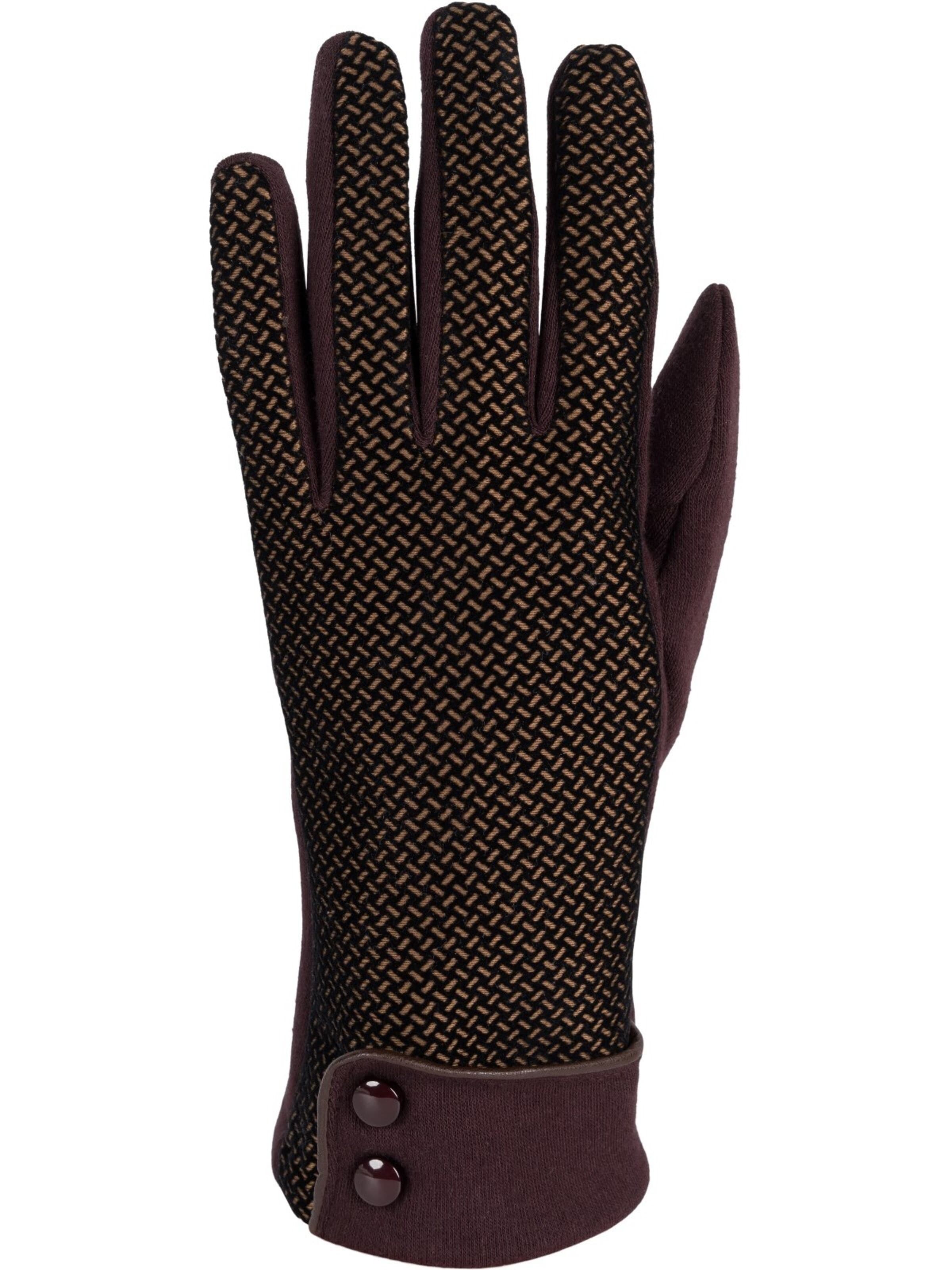 styleBREAKER Full finger gloves 'Touchscreen Handschuhe mit weichem Riffel Muster' in Brown