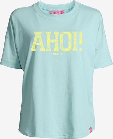 salzhaut T-Shirt 'LEEV-AHOI' in Blau: Vorderseite