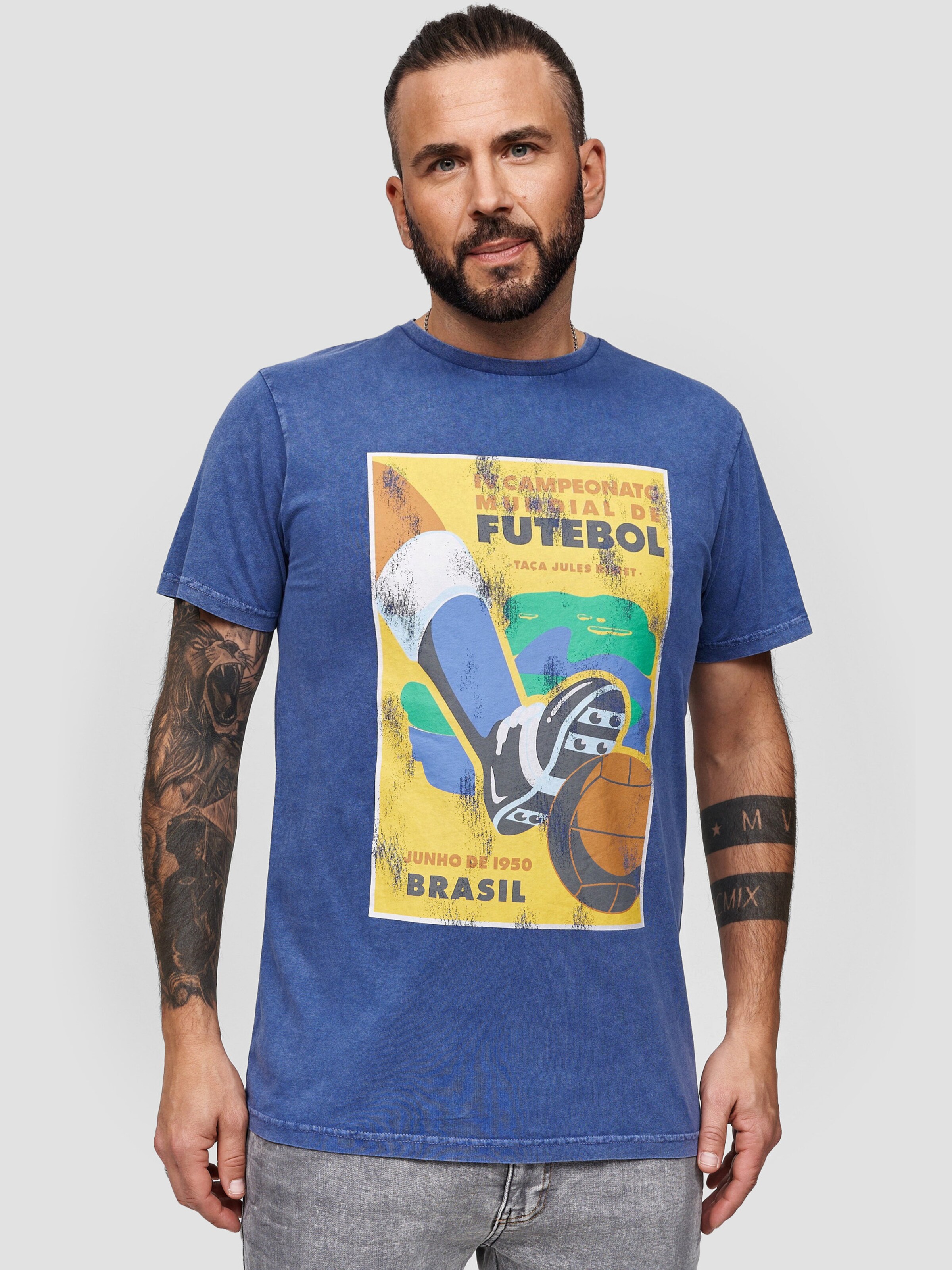 Männer Shirts Recovered T-Shirt 'FIFA World Cup' in Indigo - VA15254
