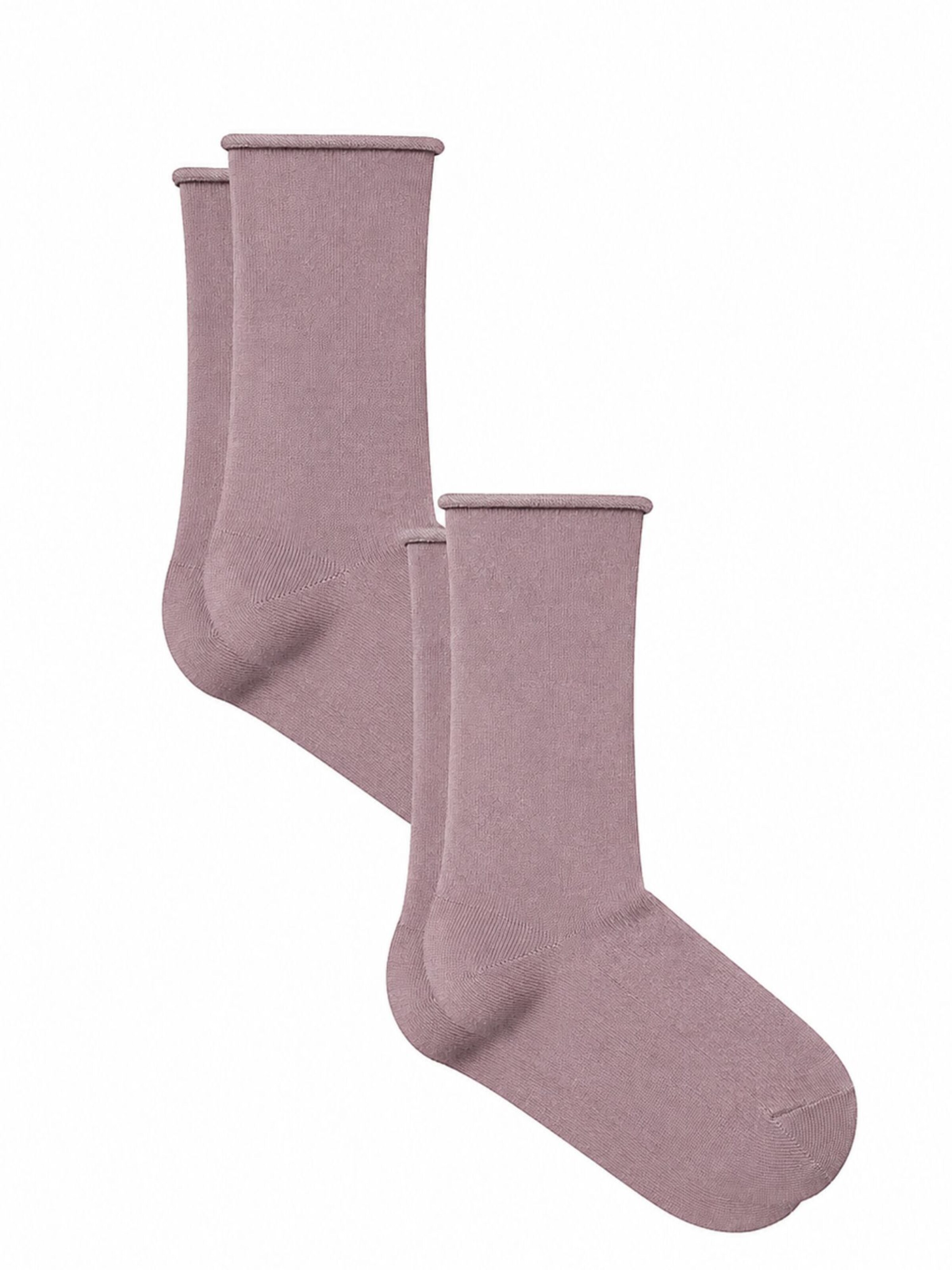 Albero Natur Socken 'Bio-Baumwoll-Socken mit Rollrand Unisex – 2er Pack'‌‌‌‌‌‌‌‌‌‌ in Lila: Vorderseite