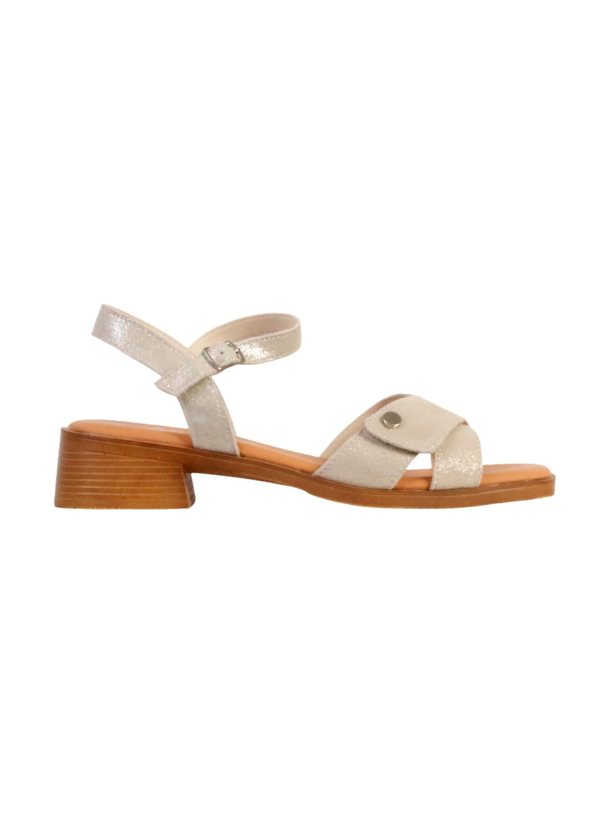 Sandales 'Alénoa-Sandalen aus Leder mit Absatz' The Divine Factory en or