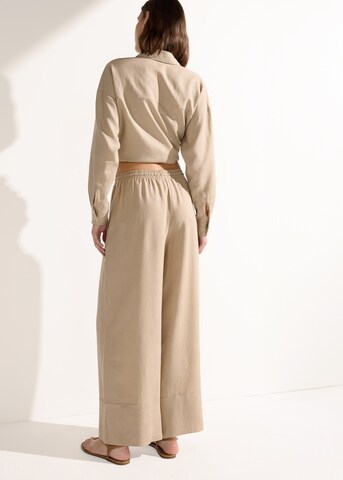 CALZEDONIA Wide leg Pants 'Palazzo' in Beige