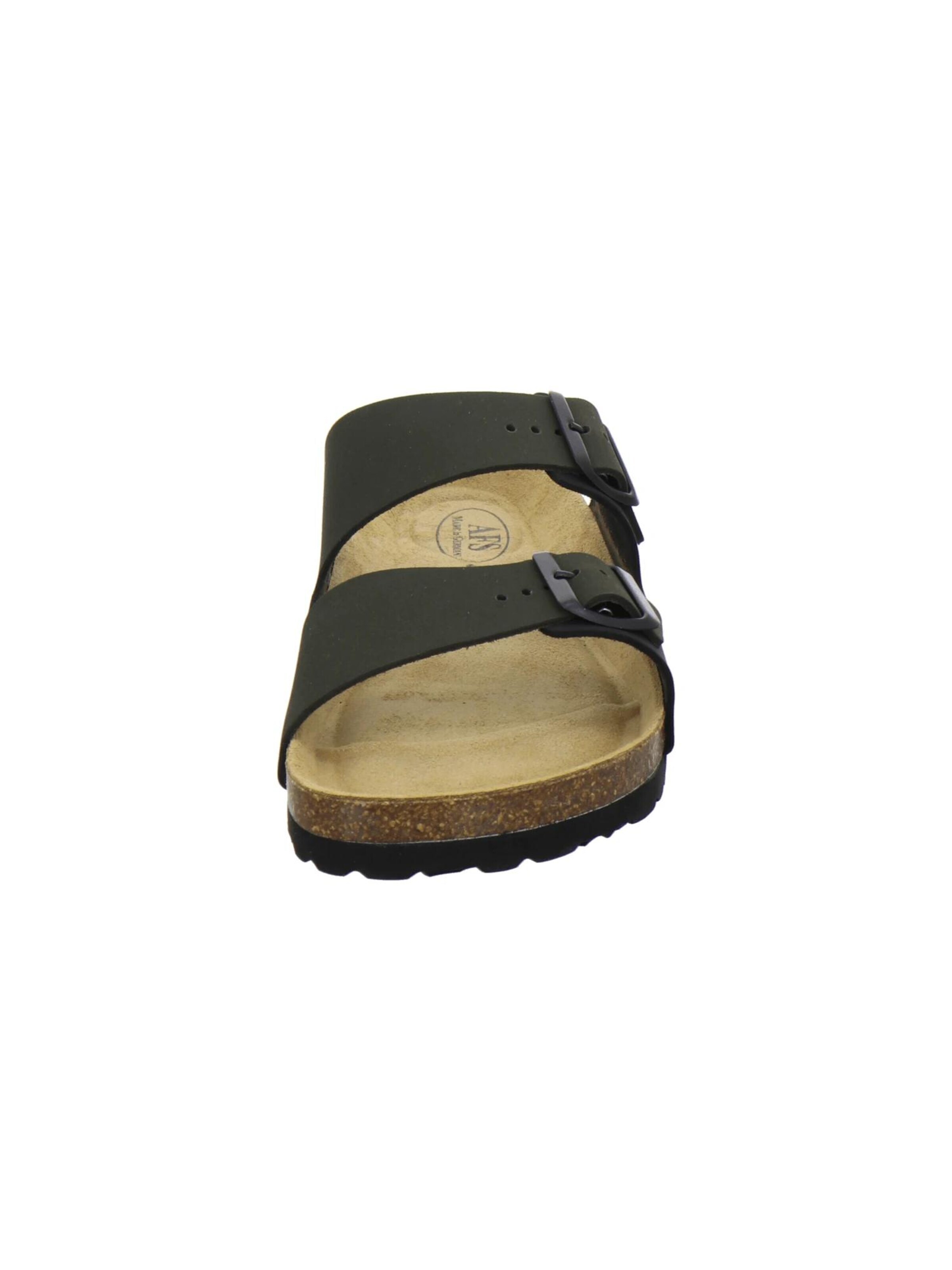 Mule 'Pantoletten Herren Zweischnaller schwarz/olive Nubukleder' AFS-Schuhe en vert