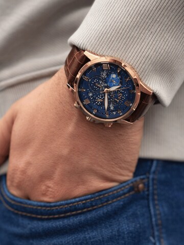 S&T Design Analog Watch 'MANSA LUX' in Brown: front