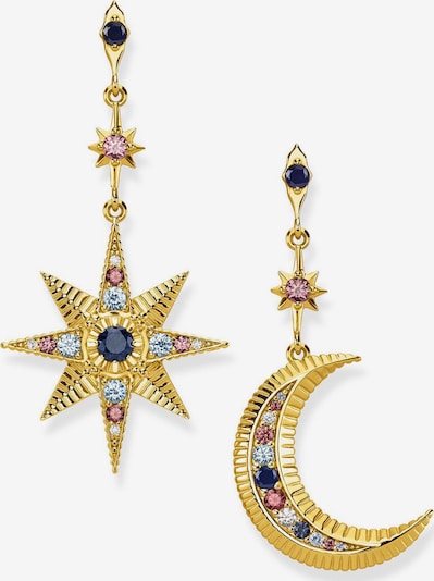 Thomas Sabo Ohrringe 'Royalty Stern & Mond' in blau / gold / rosa / weiß, Produktansicht