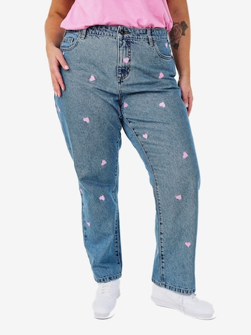 mėlyna Zizzi Platėjantis Džinsai 'GEMMA': priekis