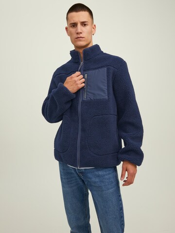 JACK & JONES Fleece jas 'Park' in Blauw: voorkant