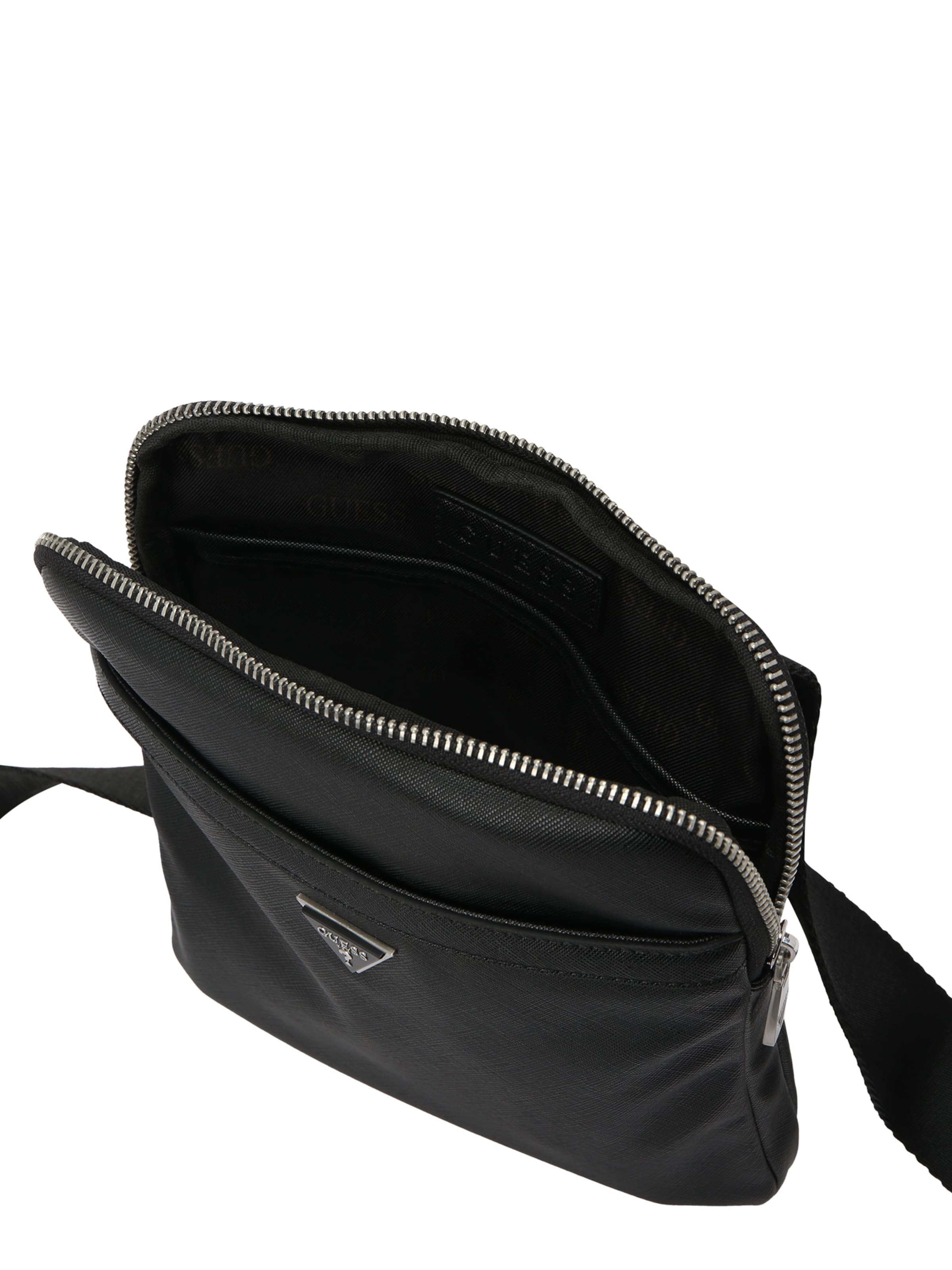 GUESS Τσάντα ώμου 'SAFFIANO ECO CROSSBODY FLAT' σε μαύρο