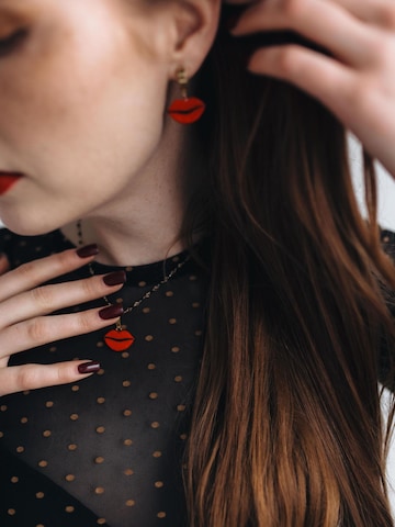 RADADA Earrings 'Golden Crown & Red Lips' in Red