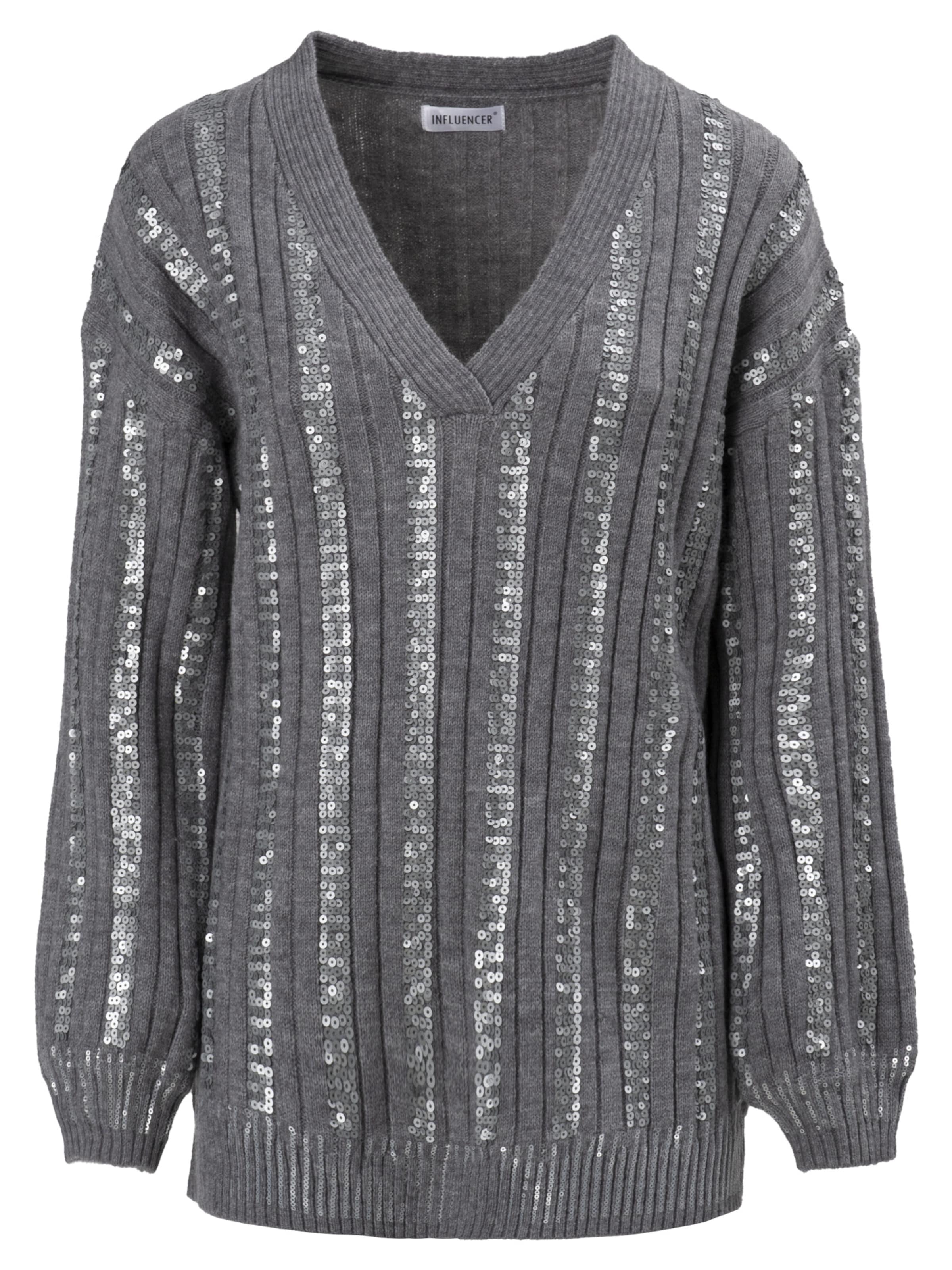 Influencer Pulóver - szürke: elől