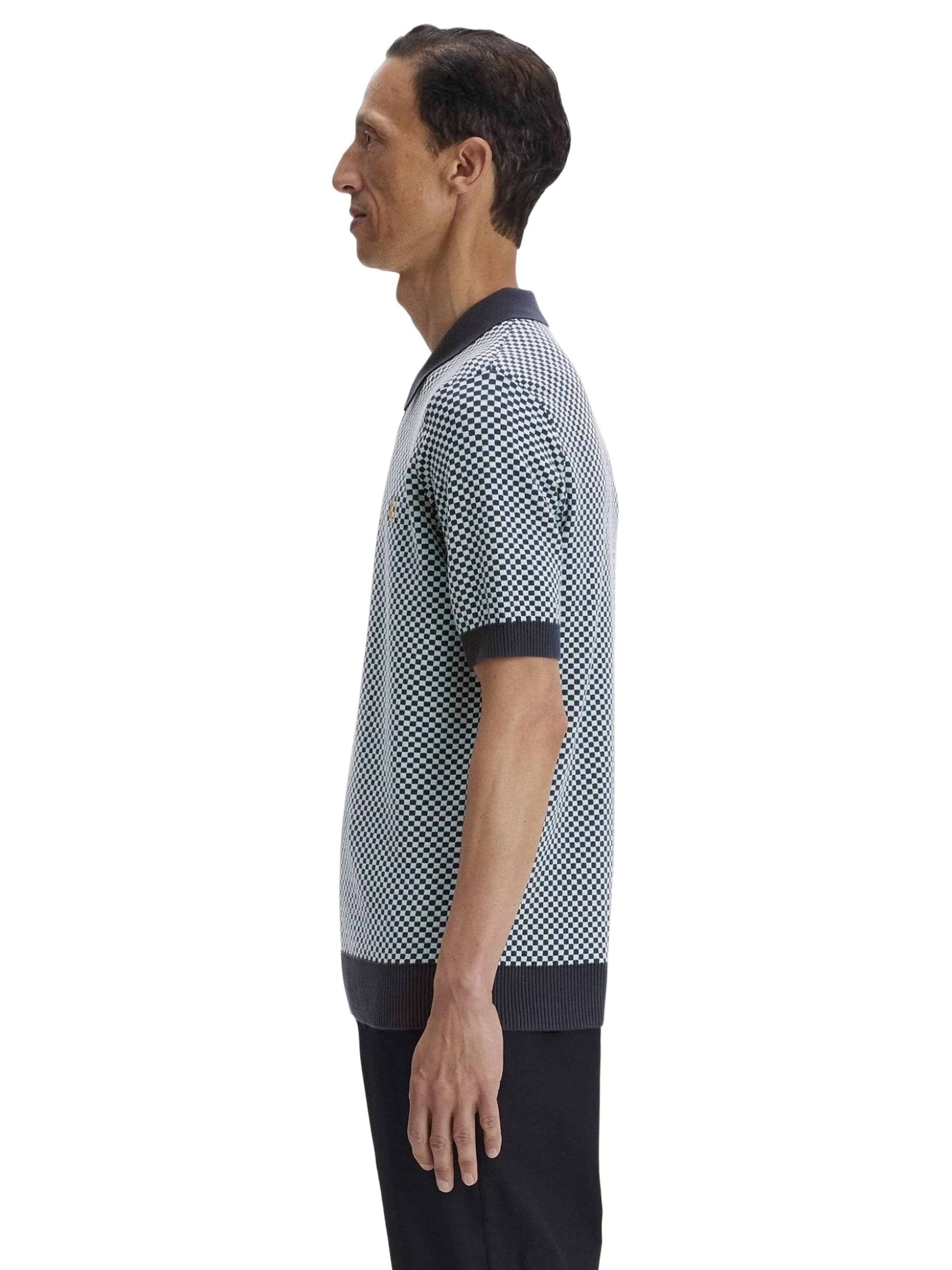 Fred Perry - Camiseta 'Polo fred perry marino chequerboard knitted shirt' en azul