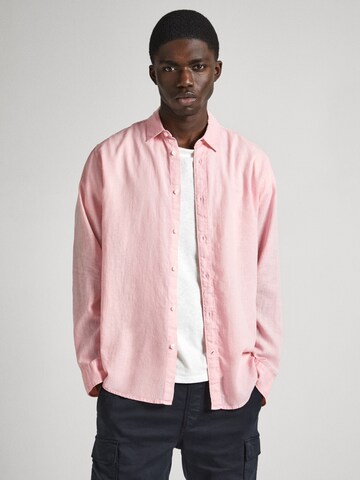 Pepe Jeans Regular fit Button Up Shirt 'PAYTTON' in Pink: front