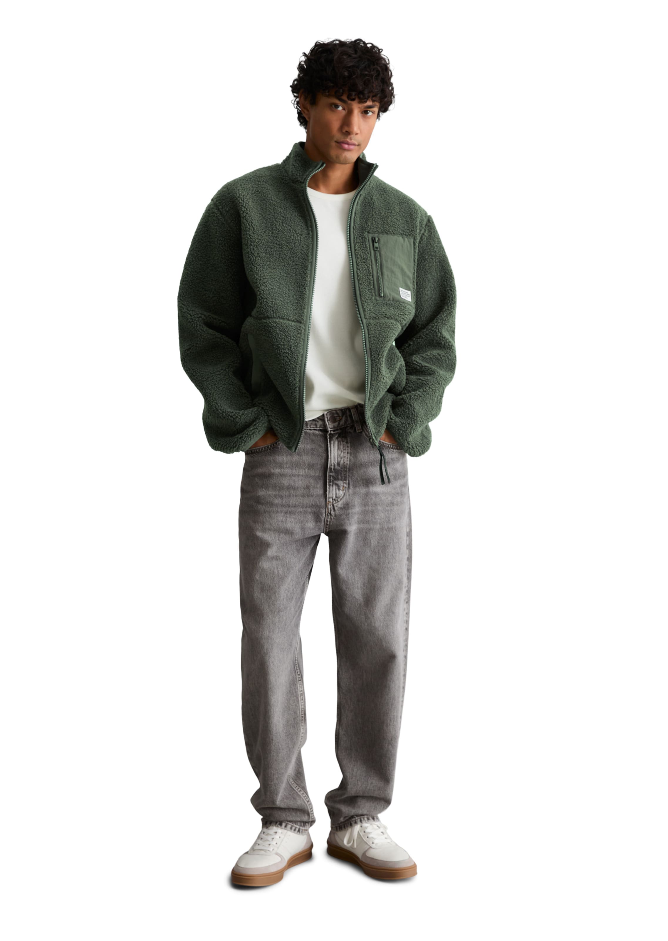 Marc O'Polo DENIM Fleece jas in Groen: voorkant