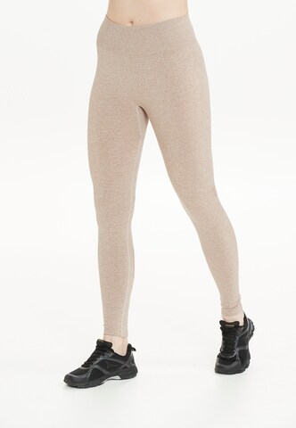 ENDURANCE Skinny Workout Pants in Beige: front