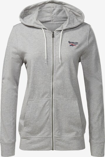 REEBOK Sweatjacke in dunkelblau / hellgrau / feuerrot, Produktansicht