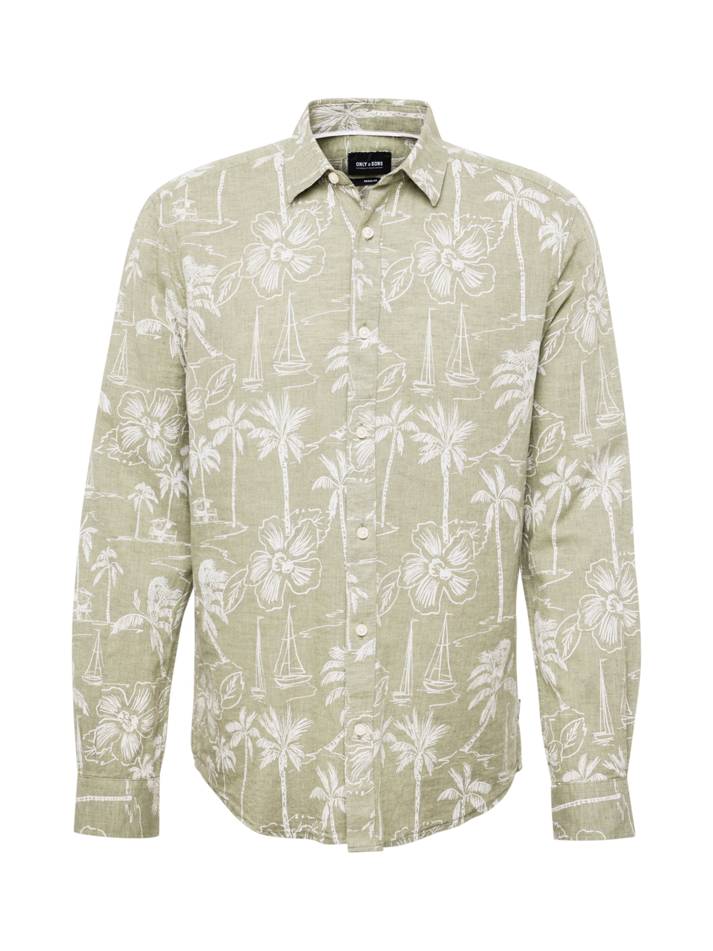 Coupe regular Chemise 'CAIDEN' Only & Sons en vert : devant