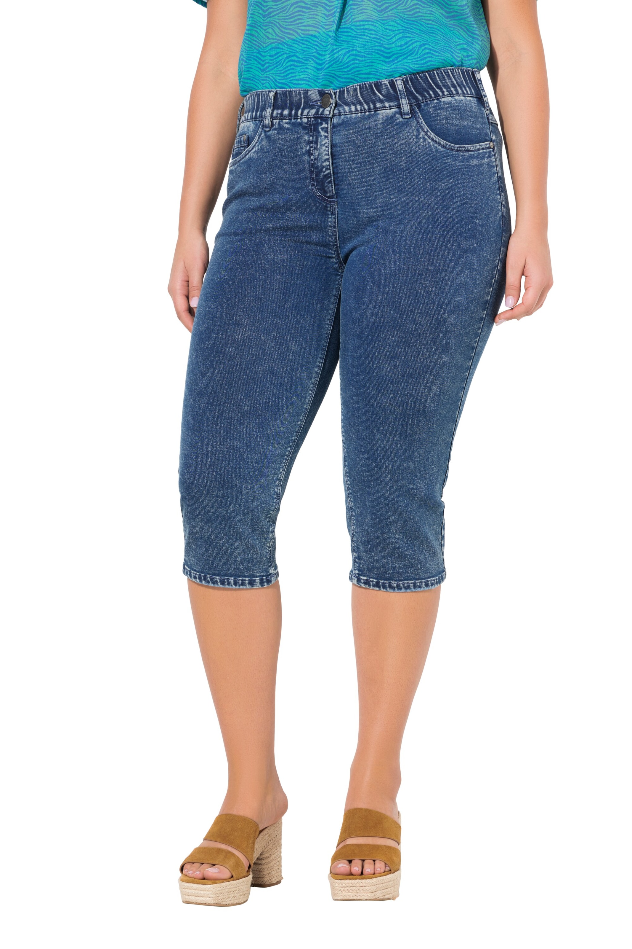 Ulla Popken Slimfit Jeans in Blauw: voorkant