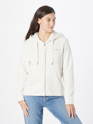 TOMMY HILFIGER - Sudadera con cremallera en blanco: frente