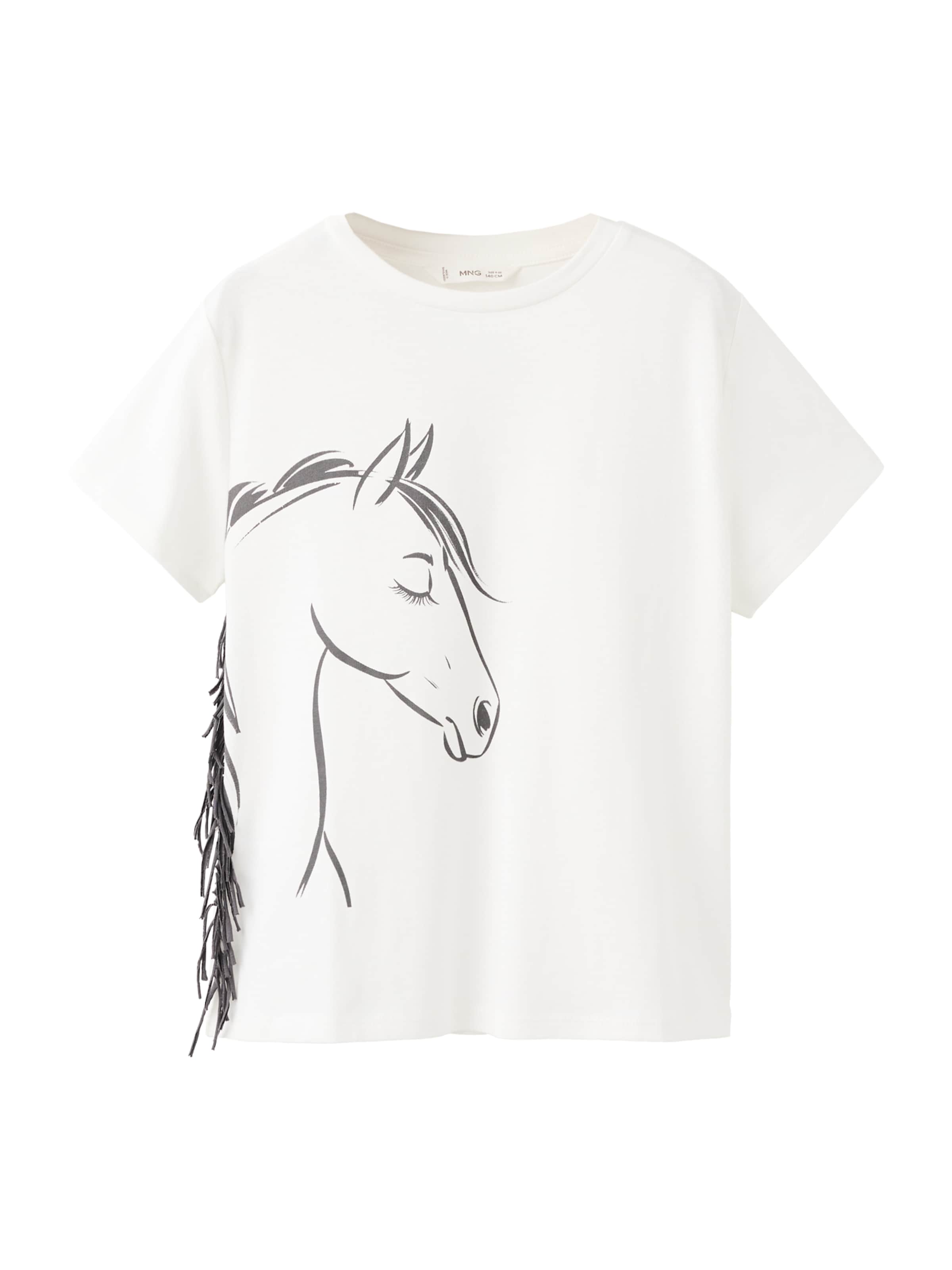 MANGO KIDS Shirt 'HORSE' in White: front