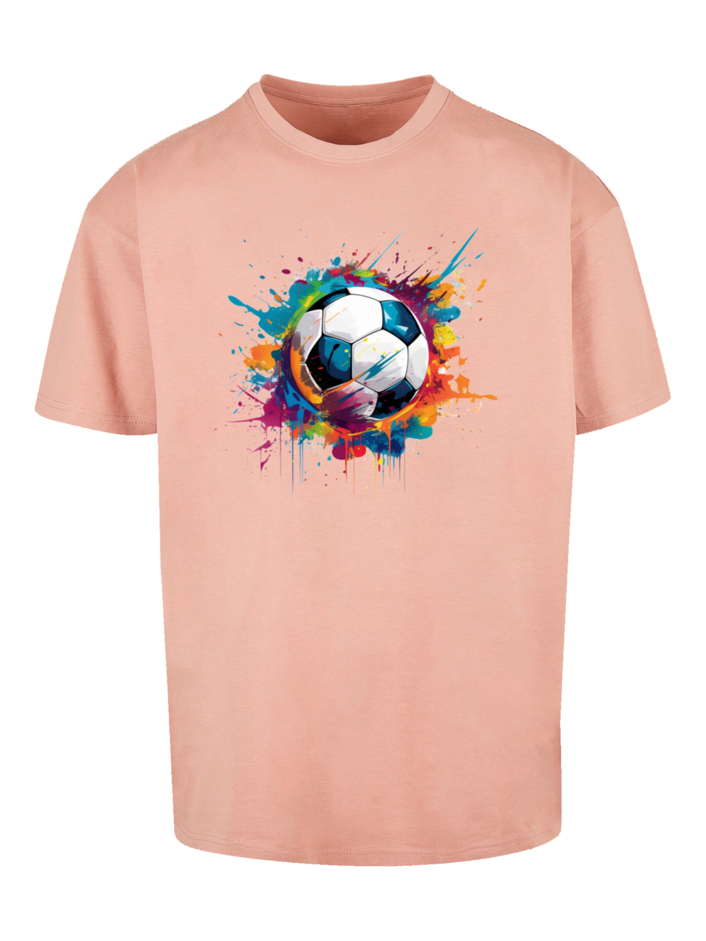 T-Shirt 'Bunte Fußball Grafik' F4NT4STIC en orange : devant