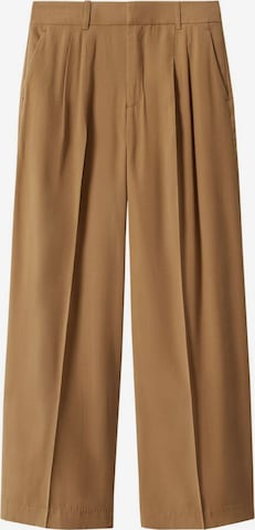 MANGO Wide leg Pleat-Front Pants 'Paul' in Brown: front