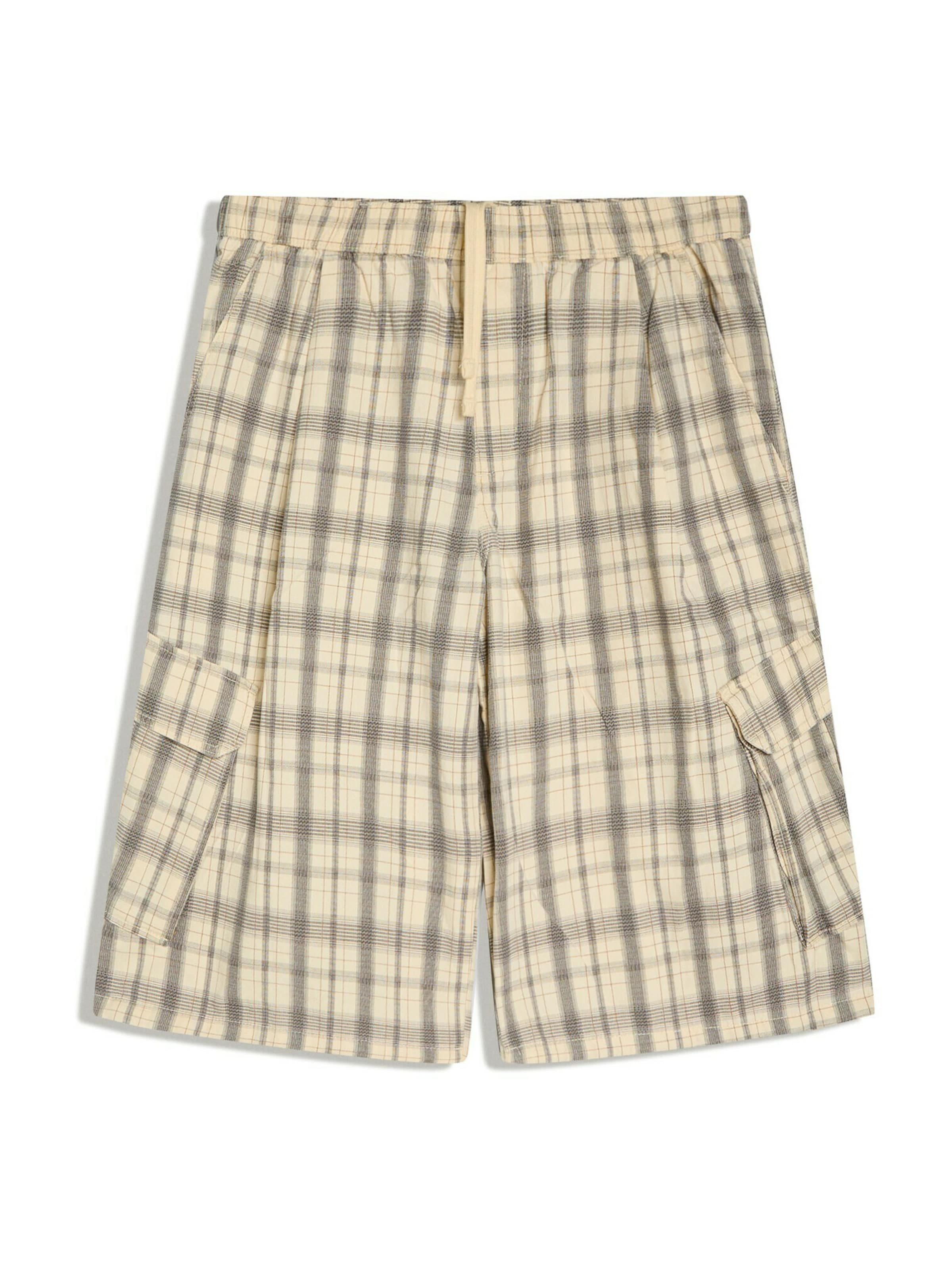 Bershka Pantalon cargo en 34 en sable / gris / gris foncé, Vue avec produit