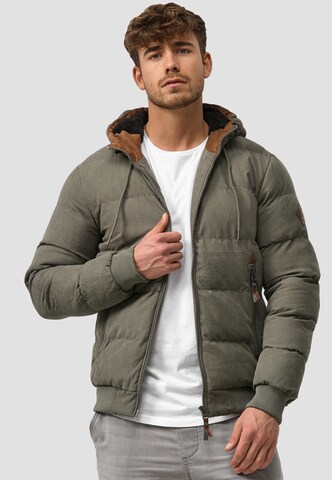 INDICODE JEANS Winterjas 'Adeline' in Groen: voorkant
