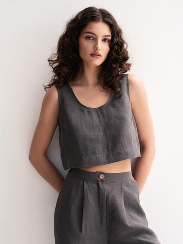 AmourLinen Top 'Pippa' in Grey: front