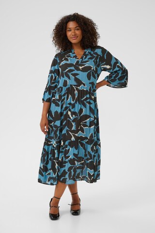 KAFFE CURVE Jurk 'Kerry' in Blauw: voorkant