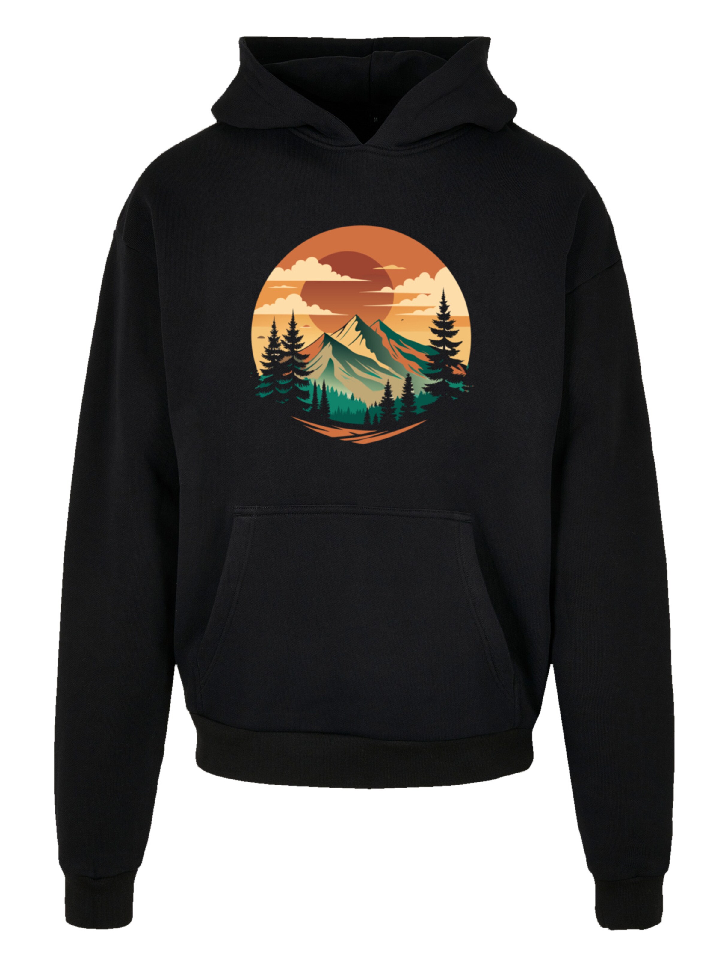F4NT4STIC Sweatshirt 'Sonnenuntergang Berglandschaft' in Black: front