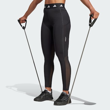 ADIDAS PERFORMANCE Skinny Fit Спортен панталон 'Techfit Stash Pocket Full-length' в черно: отпред