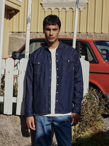 BLEND Regular fit Button Up Shirt ' BHDargo' in Blue