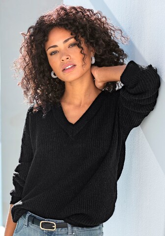 LASCANA Sweater in Black: front