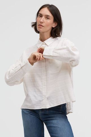 SENSES.THE LABEL Boxy-Bluse BER:RY mit Web- und Lurexfäden in Weiß: Vorderseite