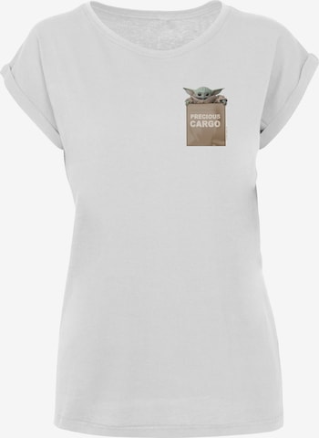 T-shirt 'Star Wars The Mandalorian Precious Cargo' F4NT4STIC en blanc : devant