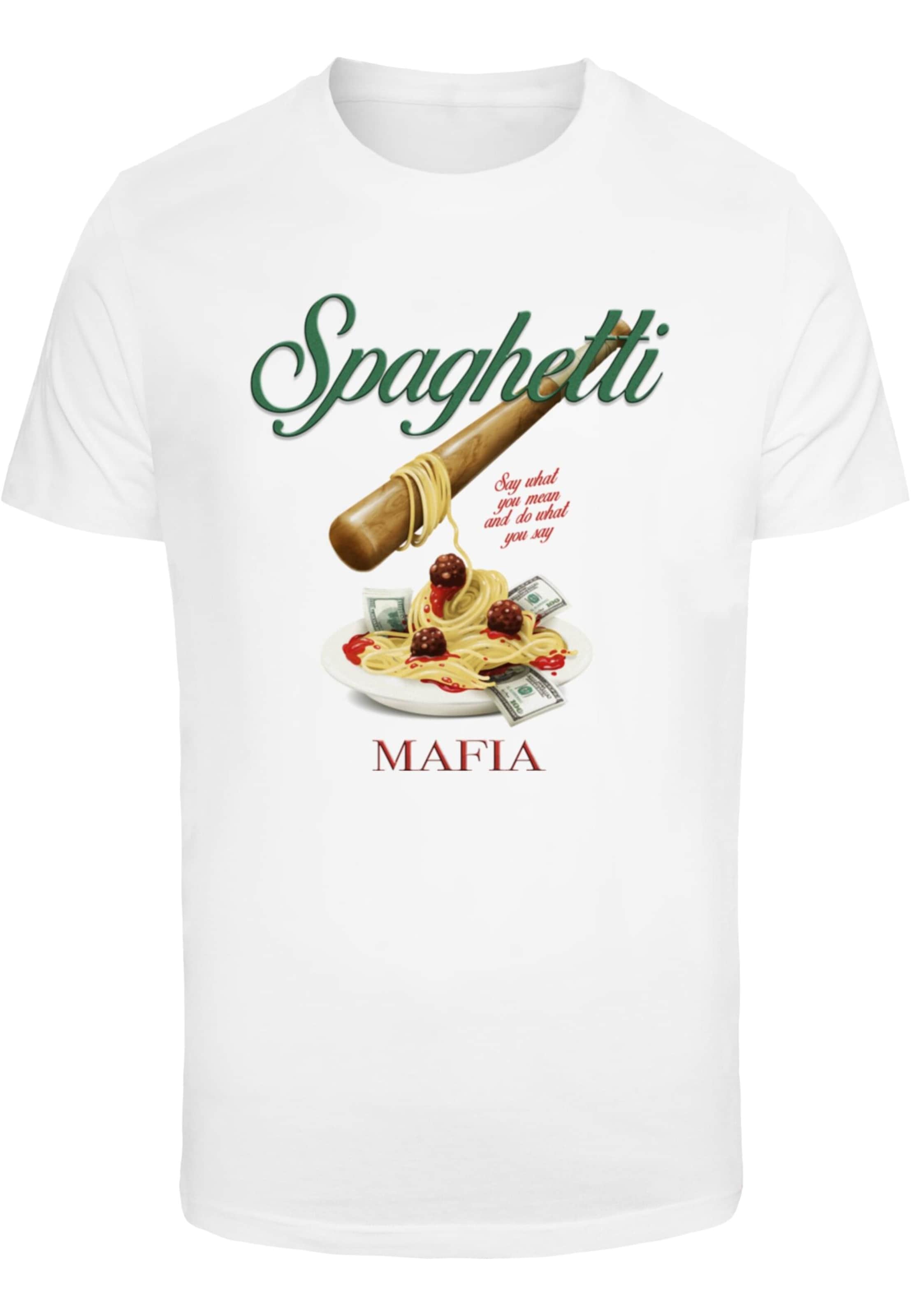 Mister Tee Póló 'Spaghetti Mafia' - fehér: elől