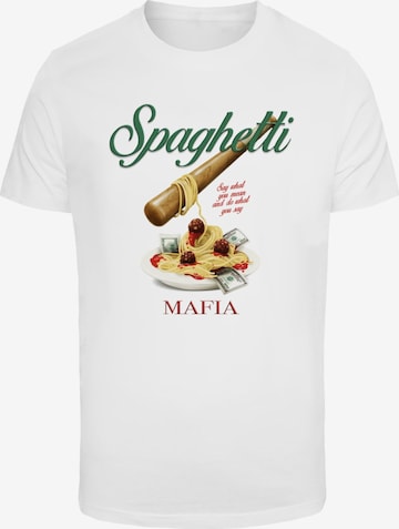 T-Shirt 'Spaghetti Mafia' Mister Tee en blanc : devant