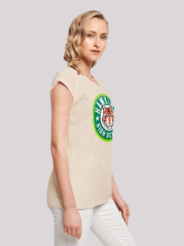 F4NT4STIC Shirt 'Stranger Things Hawkins Tiger Circle Netflix TV Series' in Beige