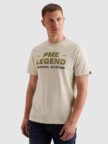 PME Legend T-shirt 'T-shirt with rugged artwork on the chest' i beige: framsida