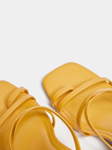 Pull&Bear T-Bar Sandals in Yellow