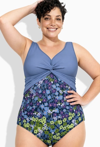 Ulla Popken Triangel Badeanzug in Blau: Vorderseite