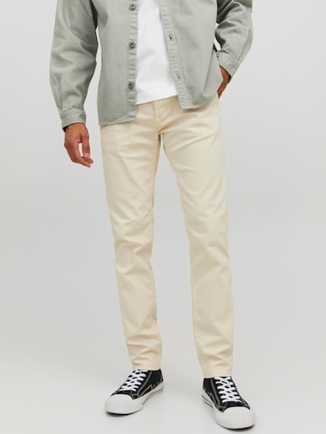 JACK & JONES Slimfit Jeans 'Marco' in Wit: voorkant
