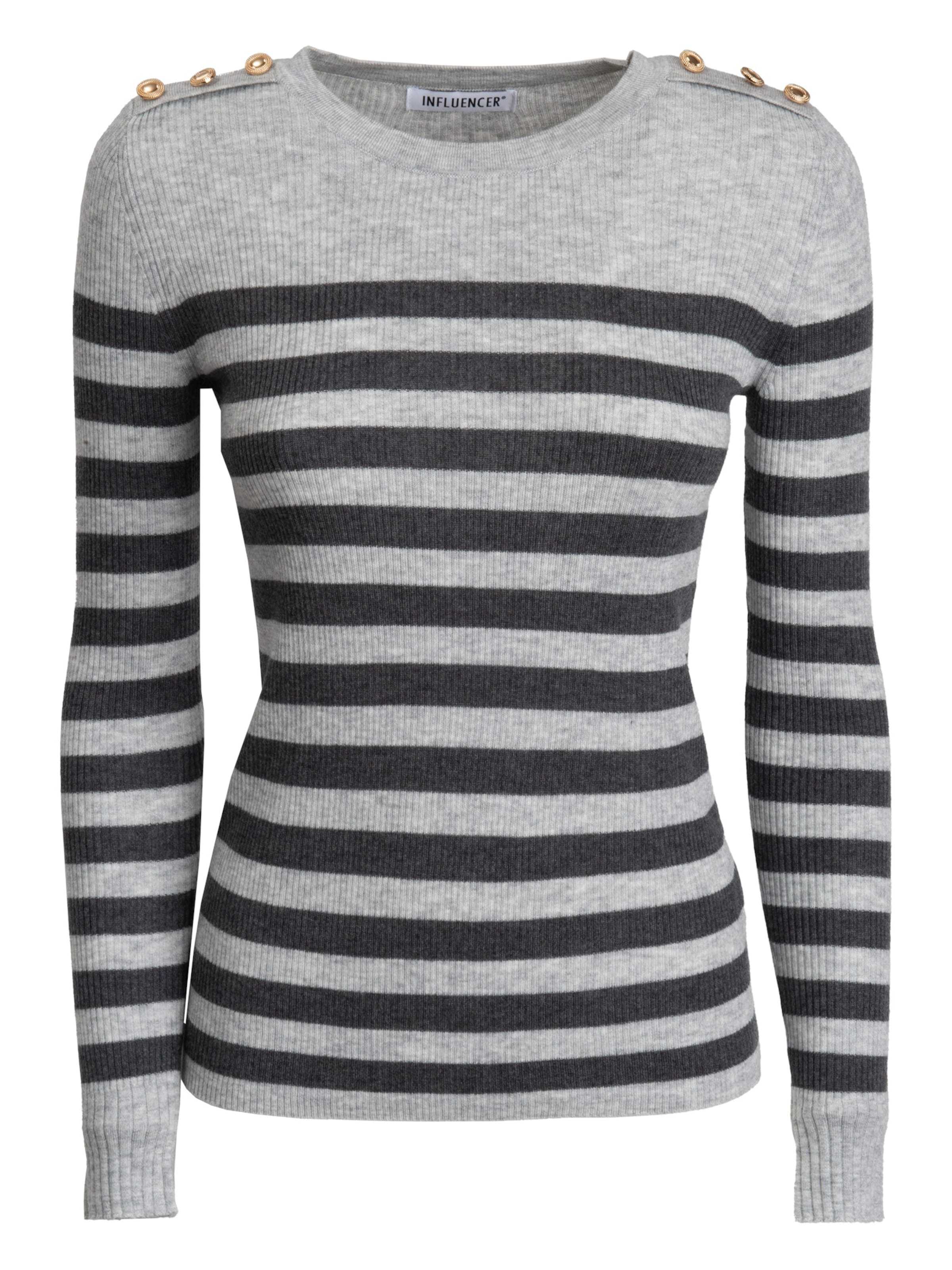 Influencer Pullover in Grau: Vorderseite