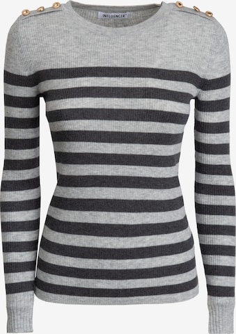 Influencer Pullover in Grau: Vorderseite
