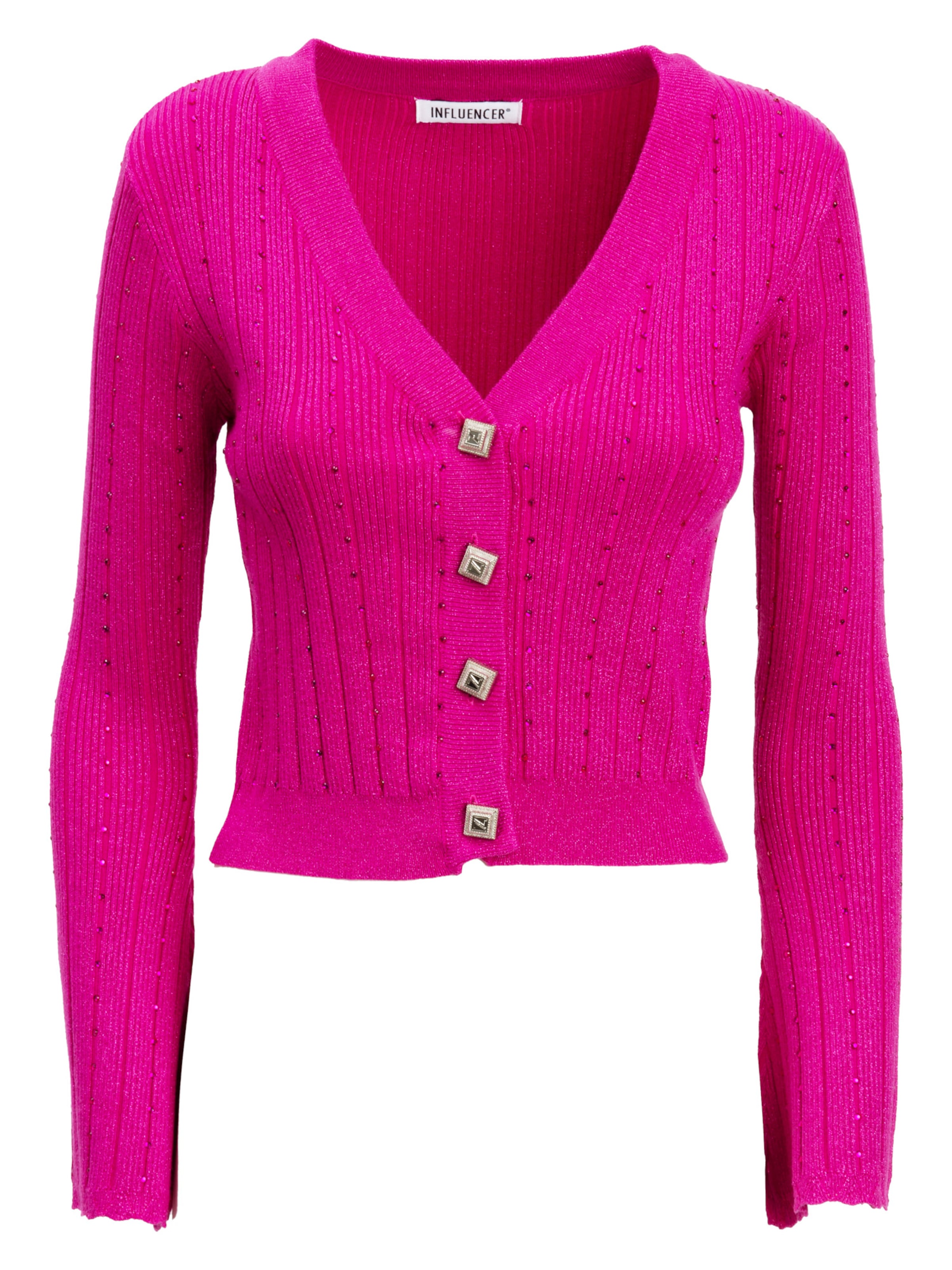 Influencer Strickjacke in Pink: Vorderseite