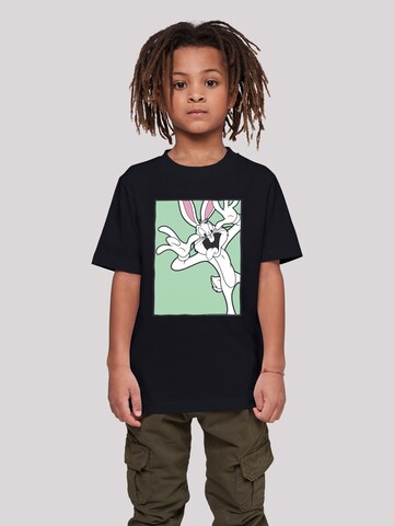 F4NT4STIC Shirt 'Looney Tunes Bugs Bunny Funny Face' in Zwart: voorkant