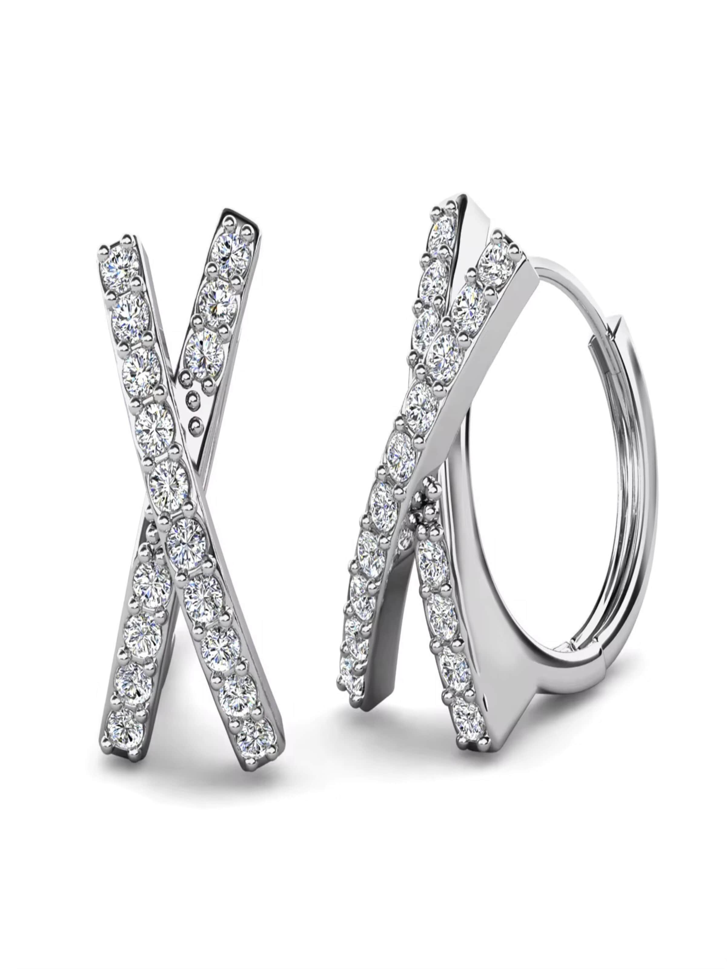 ROUGEMONT Jewellery Earrings 'Funkelnde Damen Creolen Ohrringe' in Silver: front