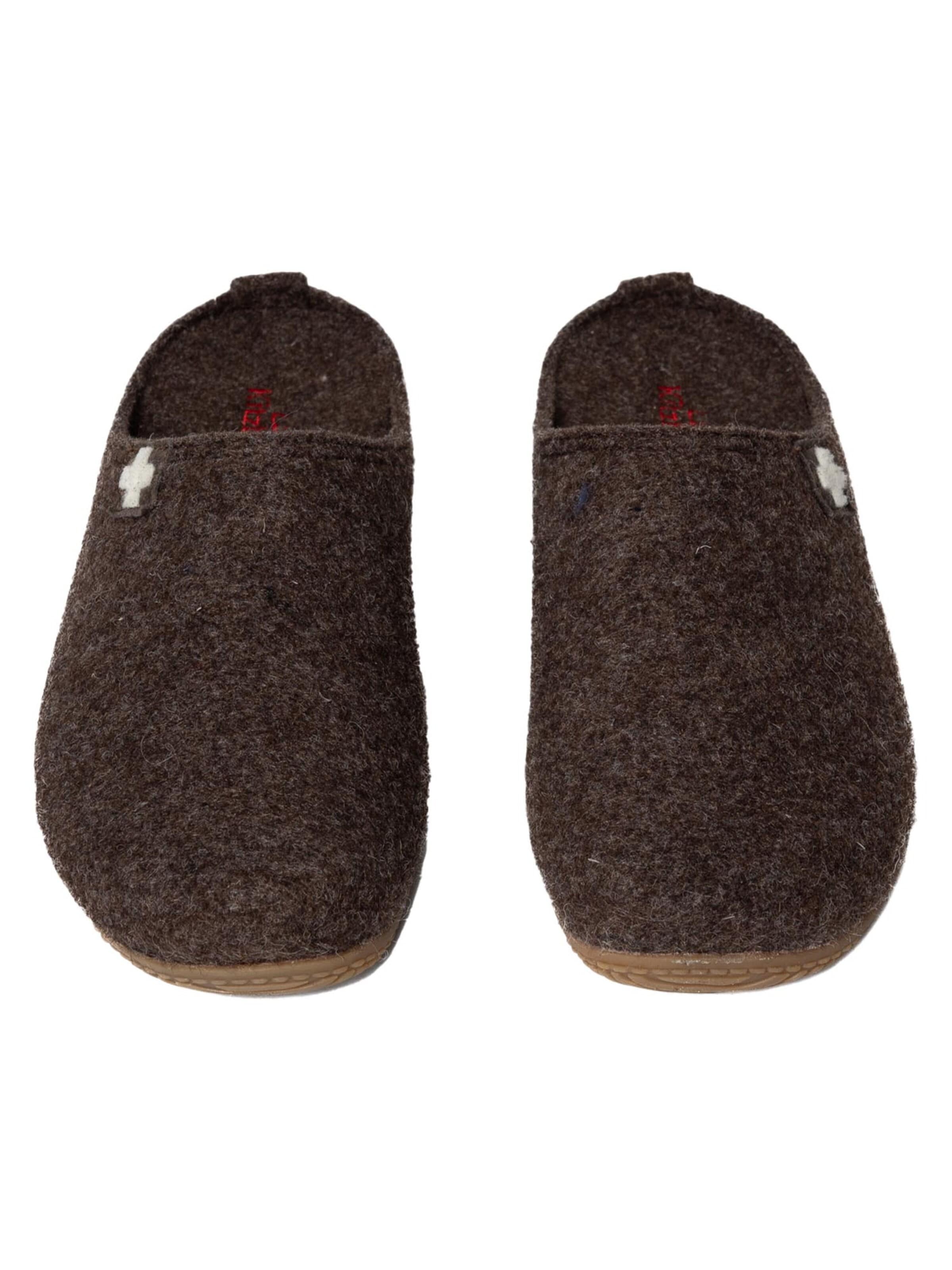 Living Kitzbühel Huisschoenen 'Filz - Schweizer Kreuz' in Bruin